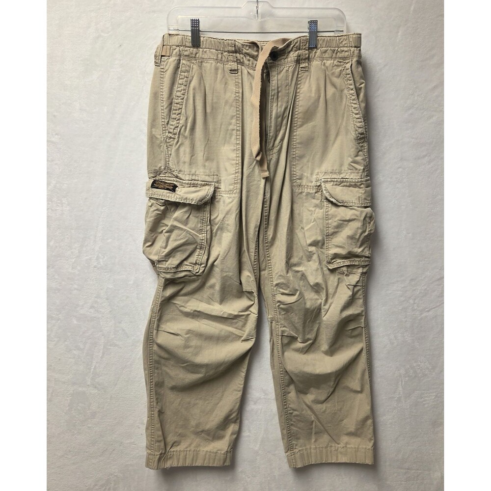 Polo Jeans Co. Ralph Lauren Men's Tan Cargo Pants Drawstring 33x32 Military